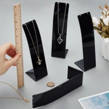 2 piezas Soporte de exhibición de collar de acrílico negro/transparente, soporte minimalista de estilo Ins para joyería, accesorio para transmisión en vivo para tienda de joyería, exhibidor de collares y aretes, almacenamiento y exhibición de joyería de doble uso - Multicolor - Ver 3