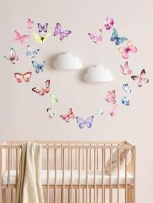 卡通蝴蝶墙贴，彩色蝴蝶贴纸，卡通客厅卧室儿童房幼儿园装饰贴纸，适合儿童房装饰