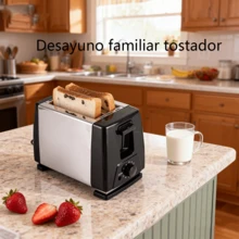 Tostadora de doble ranura, horno tostador, estructura de acero inoxidable, con bandeja recogemigas extraíble, diseño compacto para tostar rápidamente pan y bagels, ranuras fáciles de limpiar, apagado automático, lo que la convierte en la opción ideal para la cocina. - Tipo de Enchufe A USA (110-127V) - Ver 4