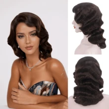 Tóc giả dài gợn sóng xoăn kiểu thập niên 20, màu đen và nâu, kiểu tóc uốn lượn cổ điển, chất liệu tổng hợp dành cho nữ, thích hợp cho hóa trang, Halloween, Giáng sinh, tiệc năm mới. - Nhiều màu - Xem 12