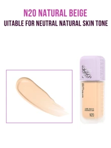 Maybelline LUMI-MATTE 粉底液 #N20 自然米色 35ml/10ml，比普通粉底液轻盈 54%，轻盈持久配方，革命性的 3D 成膜技术打造轻盈网状妆效（防水防汗），呈现自然无面具感的珠光透明光泽和蓝调光彩，卸妆后滋养肌肤，有效遮盖瑕疵，适合中性至白皙肤色，轻松三步打造全天候无瑕妆容，日常妆容的理想之选，亲肤配方。 - 美寶蓮持妝輕透粉底液N20 - 查看 6