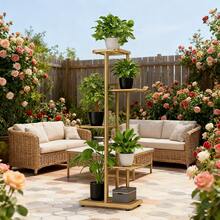1-Piece 7/6/5/4-Tier Metal Plant Stand - Versatile Indoor/Outdoor Display Rack For Flower Pots, Modern Home Decor, And Gardening Storage. Perfectly Fits Balconies, Corners, Bathrooms, And Living Room Decor. Available In Multiple Colors. Ideal For Home Decor With Artificial Plants, Plant Stands, And Flower Baskets-An Essential Home Storage Solution. Latest Upgraded Flower Stand/Storage Rack/Display Shelving Unit. Versatile Frame Seamlessly Integrates Into Living Rooms, Entryways, Offices, Or Outdoor Patios And Gardens. - 金色/5層 - 查看 12