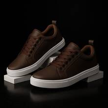 Kit Of 2 Pairs Of Men's Casual Sneakers For Leisure, Work, Stylish, Elegant, Minimalist, Textured, Everyday Use, Non-Slip - Promotion, Immediate Lightning Shipping - Cà phê + Cà phê - Xem 4