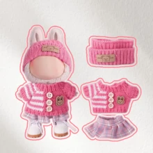 Doll Clothes Outfit Suitable For 17cm Pendant Keychain Doll Plush Doll, Cute Sweater Set Doll Accessories, Available In Pink, Gray, Purple, Black - Pink - View 6