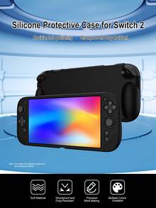 适用于Switch第二代主机的硅胶保护套（1个），3D防滑纹理设计，防滑、防汗、防刮擦，增强握持感 - 彩色 - 查看 1