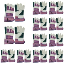 PAKNADA Cowhide Green Work Gloves 12Pairs Double Palm Durable Safety Comfortable Industrial Warehouse Outdoor And Home Improvement Task - one-size - View 1