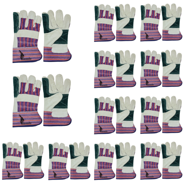 12 pares de guantes de trabajo verdes con doble palma - Protección duradera, cómoda y con estilo para trabajos pesados