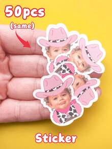 Cowgirl Face Confetti And Table Decorations | My First Rodeo | Nashville Bach Party | Disco Cowgirl Theme Party Supplies | Birthday Party, Custom Stickers & Photo Prints | Multiple Sizes/Shapes | Perfect Party Favors, Gift Tags Back To School - Face Sticker - View 15