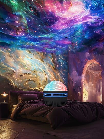 Aurora & Waves LED Projector Night Light - With Remote Control, 7 Color Effects, USB Powered, Modern Geometric Design, Polished Surface, Suitable For Bedroom, Game Room, Home Theater Decor - Ideal Christmas Or Birthday Gift, Button Switch Operation, Bedroom Lighting Projector