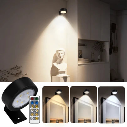 1pc/3pcs/6pcs Wireless LED Bedside Lamp, Battery-Powered Wall Light With Remote Control, Bedroom Reading Light, Three Color Temperatures, Timer Function, No Wiring Required, Suitable For Bedrooms, Baby Rooms, Staircases, Porches, Desks, And Bookshelves (Batteries Not Included)
