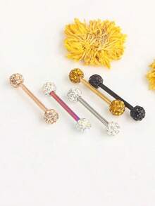 2pcs 14G Stainless Steel Barbell Body Piercing Jewelry, Nipple Rings, Tongue Rings For Women