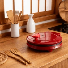 Bandeja circular roja para hornear pizza, plancha eléctrica de doble cara, control inteligente de temperatura, diseño compacto ideal para pizzas caseras, hamburguesas y panes planos. Calentamiento rápido de 110 V con bandeja antiadherente para una limpieza sin esfuerzo, que cumple con todos los requisitos culinarios y de cocina del hogar. - Tipo de Enchufe A USA (110-127V) - Ver 8
