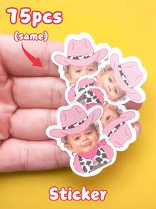 Cowgirl Face Confetti And Table Decorations | My First Rodeo | Nashville Bach Party | Disco Cowgirl Theme Party Supplies | Birthday Party, Custom Stickers & Photo Prints | Multiple Sizes/Shapes | Perfect Party Favors, Gift Tags Back To School - Face Sticker - View 16