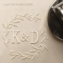 1 PC Personalized Embosser Stamp,Initials Embosser Stamp,Custom Embosser Stamp,Emboss Stamp,Address Stamp, Wedding Stamp,Paper Embossing Stamp-Silver - Silver - View 2