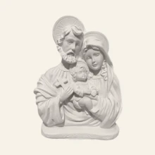 Image Of The Holy Family With Halo, 17cm, Raw Plaster - 白色 - 查看 2