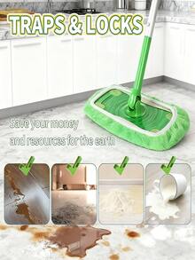 6 Pcs Reusable Mop Replacement Pads - Highly Absorbent, Easy To Clean Wet & Dry Floors, Washable Durable Replacement Mop Cloths, Dust Mop Heads, Soft Mop Pad Refill - Essential Cleaning Tool - 6 màu xanh lá cây - Xem 2