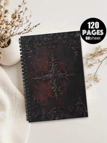Gothic Spiral Notebook, Cover Decorated With Crow And Moon Pattern - Dark Fantasy Design, Horizontal Format, Suitable For Writing Diaries, Office, Travel, Study And Art Creation. This Compact And Portable Notebook Features Gothic Font And Exquisite Feather Patterns, Making It A Mysterious Gift For Teenagers And Adults.
