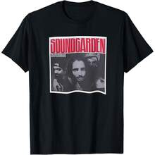 Music Theme Graphic Print Crew Neck T-Shirt, Soundgarden Band Design, Short Sve Casual Garment Style Suitable For All Seasons, Hine Wash, For Fans And Daily Context (2) - 黑色 - 查看 1
