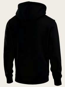 Bedrucktes fleecegefüttertes Kapuzen-Sweatshirt Herbst Winter Outdoor Freizeit Sportjacke Oberteil - Schwarz - Übersicht 2