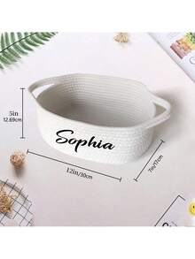 1pc Personalized Customization Small Handwoven Design Rope Storage Basket,CustomizationDesktop Storage Basket For Living Room, Bedroom, Desk, Bedside,Suitable For Cosmetics, Toys, Pet Supplies, Remote Control, Bedroom, Living Room, Valentine's Day Gift, Personalized, Unique Ideal Gifts For Her Daughter, School Students, Son For Anniversaries, For Birthdays - Multicolor - View 6