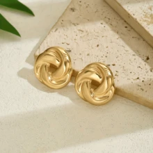 18K Gold Plated Stainless Steel Stud Earrings For Women, Hypoallergenic, Comfortable, Versatile, Minimalist & Elegant, Suitable For Daily Wear Or Parties, Fashion Jewelry, Perfect Gift For Her, Small Size, Stainless Steel Accessories