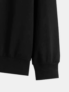 Sudadera con capucha sin cordón impresa en blanco y gris, versátil y de moda para hombres, top para parejas de estudiantes, sudaderas para hombres - Negro - Ver 4