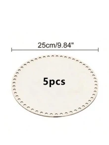 5 件未完成的木制钩针编织篮底 - 圆形空白艺术板，适合 DIY 针织和手工项目 - 杏色 - 查看 10