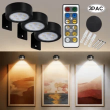 1pc/3pcs/6pcs Wireless LED Bedside Lamp, Battery-Powered Wall Light With Remote Control, Bedroom Reading Light, Three Color Temperatures, Timer Function, No Wiring Required, Suitable For Bedrooms, Baby Rooms, Staircases, Porches, Desks, And Bookshelves (Batteries Not Included) - Multicolor - View 12