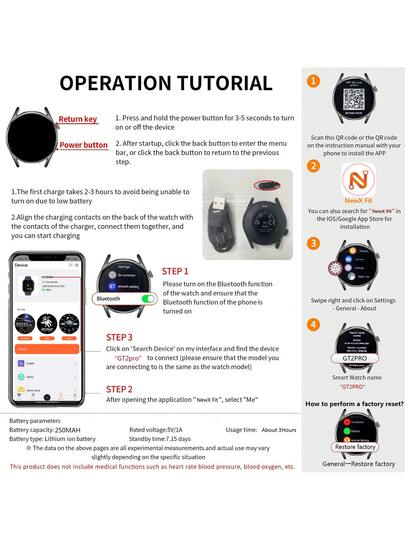 New 1.5" HD Touch Slimme Horloge Dual Straps, LED Torch, Wireless Calling, Weather Fitness Tracking, IOS roid Compatible view 9