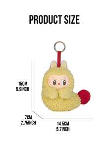 Labubu Monster Convenience Store Series Plush Earphone Case With Keychain – Soft, Fluffy Protective Cover, Cute Tech Accessory, Perfect Gift For Girls, Teens, And Women, Ideal For Pop Mart Collectors And Labubu Fans - Yellow - View 3