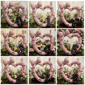 16" Hollow Heart Shaped Balloon With Bow Tie Decor, Suitable For Valentine's Day, Engagement, Wedding Proposal, Party Decoration, Indoor & Outdoor, Gift