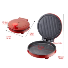 Bandeja circular roja para hornear pizza, plancha eléctrica de doble cara, control inteligente de temperatura, diseño compacto ideal para pizzas caseras, hamburguesas y panes planos. Calentamiento rápido de 110 V con bandeja antiadherente para una limpieza sin esfuerzo, que cumple con todos los requisitos culinarios y de cocina del hogar. - Tipo de Enchufe A USA (110-127V) - Ver 3