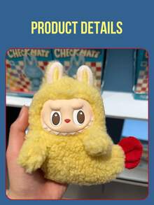 Labubu Monster Convenience Store Series Plush Earphone Case With Keychain – Soft, Fluffy Protective Cover, Cute Tech Accessory, Perfect Gift For Girls, Teens, And Women, Ideal For Pop Mart Collectors And Labubu Fans - Yellow - View 2