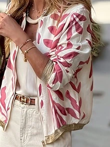 时尚轻便拉链飞行员夹克，女士休闲外套，修身长袖棒球领夹克，春秋季必备单品