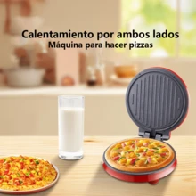 Bandeja circular roja para hornear pizza, plancha eléctrica de doble cara, control inteligente de temperatura, diseño compacto ideal para pizzas caseras, hamburguesas y panes planos. Calentamiento rápido de 110 V con bandeja antiadherente para una limpieza sin esfuerzo, que cumple con todos los requisitos culinarios y de cocina del hogar. - Tipo de Enchufe A USA (110-127V) - Ver 4