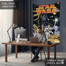 Star Wars 星球大战主题挂毯，家居装饰，星球大战粉丝房间装饰挂毯，适合情人节、新年、派对装饰，也是一份很棒的礼物 - 彩色 - 查看 3