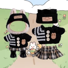 Doll Clothes Outfit Suitable For 17cm Pendant Keychain Doll Plush Doll, Cute Sweater Set Doll Accessories, Available In Pink, Gray, Purple, Black - Black - View 1