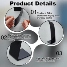 2 piezas Soporte de exhibición de collar de acrílico negro/transparente, soporte minimalista de estilo Ins para joyería, accesorio para transmisión en vivo para tienda de joyería, exhibidor de collares y aretes, almacenamiento y exhibición de joyería de doble uso - Multicolor - Ver 2