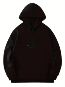 Sudadera con capucha estampada para hombres - Negro - Ver 3