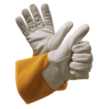 PAKNADA Goat Leather Welding Gloves – Yellow & White TIG Gloves With Kevlar Stitching & Protective Cuff For Metalworking, Home Improvement & Heavy-Duty Tasks - 特大號 - 查看 5