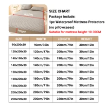 1pc 3-Layer Quilted Thick Mattress Cover, 100% Waterproof Mattress Protector, Soft And Breathable Fitted Sheet For Single Or Double Bed (No Pillowcase) - Grey - View 3