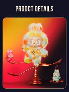 POP MART Labubu The Monsters "Rock The Universe" High Energy Series, 37cm Oversized Vinyl Face Soft Companion, Rainbow Pastel Aesthetic + Pearl Necklace + DIY Accessory Set, Soft Polyester Piece, Ugly-Cute Nordic Elf Design, Limited Edition Collectible, Home/Bedroom/Sofa Decor & Photo Prop, Perfect Gift For Labubu Fans/Z-Generation/Teens/Adults, Birthday/Valentine's/Christmas/Halloween Present - Multicolor - View 4