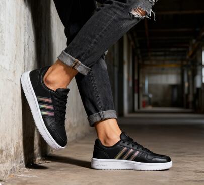 阿迪达斯全新轻盈耐穿舒适户外女式休闲运动鞋。简约设计，适合日常穿着，经典篮球风低帮平底鞋。Neo HOOPS 2.0 配色，搭配彩色三条纹，通勤滑板皆宜。热门街头风格，FW3536