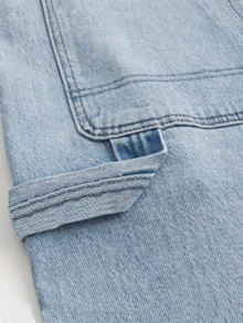 Men's Loose Fit Slant Pocket Light Wash Denim Shorts, Summer - Light Wash - View 5