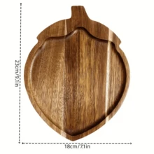 Wooden Tray Shaped As Pumpkin For Halloween, Suitable For Holding Candy, Snacks, Dried Fruits And Fresh Fruits. The Pumpkin-Shaped Tray Is Made Of Polished Solid Wood, Can Be Used As A Decorative Plate On The Home Dining Table. - Mocha Brown - View 7