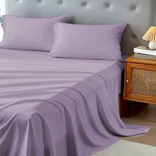3/4 Piece Home Bed Sheet Set, Soft, Cooling, Comfortable And Breathable Bedding Set, Hotel Luxury Home Summer Bedding Sheets Twin, 1 Or 2 Pillowcases, 1 Flat Sheet And 1 Fitted Sheet,Room Decor,  Ideal Gift. - Tím nhạt 18 - Xem 3