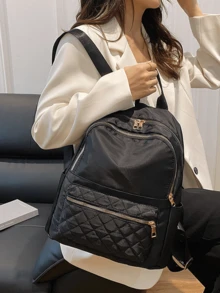 [US-Based Shipping]Women's Travel Laptop Backpack, Casual Large-Capacity Backpack, Stylish And Simple Student Laptop Bag, Lightweight Business Backpack, Oxford Cloth Travel Backpack, Nylon Diamond Stitching Design Schoolbag, Suitable For Travel, Hiking, Commuting To Work, Going To School, Tutoring. - Nhiều màu - Xem 3