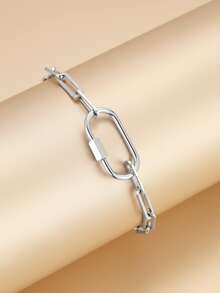 1条不锈钢可调节手链，简约优雅，个性化圆形扣环设计，链条连接顺滑，装饰性腕饰，男女皆宜，适合日常、聚会、通勤等场合。 - 手鍊 - 查看 4