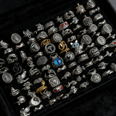 10/20 piezas/lote Anillos de hombre con estilo gótico y punk de animales, moda retro caliente con diseños de serpiente, ojos de búho y otros animales, joyas para dedos, accesorios casuales para uso diario y fiestas