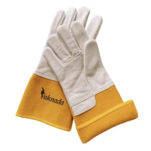 PAKNADA Goat Leather Welding Gloves – Yellow & White TIG Gloves With Kevlar Stitching & Protective Cuff For Metalworking, Home Improvement & Heavy-Duty Tasks - Small - View 4